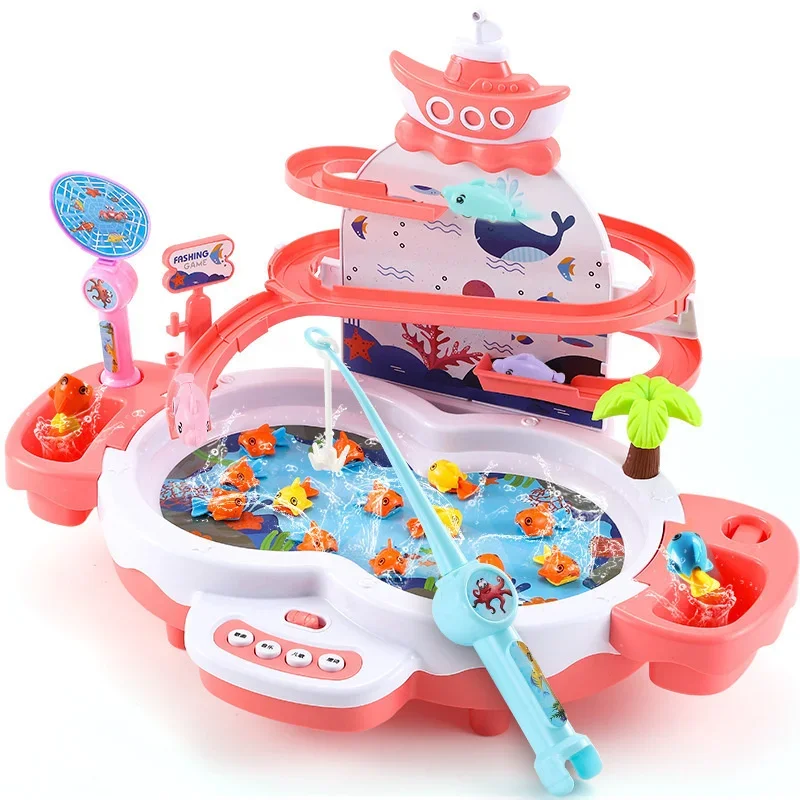 Maglev Children's Fishing Lighting Toys Music Track Fishing Toy Suit Parent-child Interactive Education Study Toys Game Gifts
