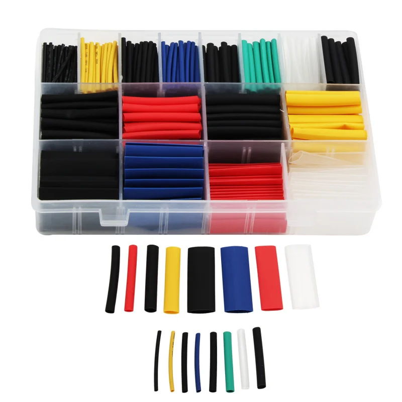 580PCS Boxed Environmental Protection Color Heat Shrinkable Sleeve Tube Color Heat Shrink Tube Combination Wire Protective Tube