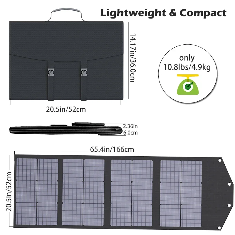 Kit pannello solare portatile da 1500W caricabatterie solare pieghevole da 18V, adatto per telefoni cellulari, tablet, fotocamere, camper da