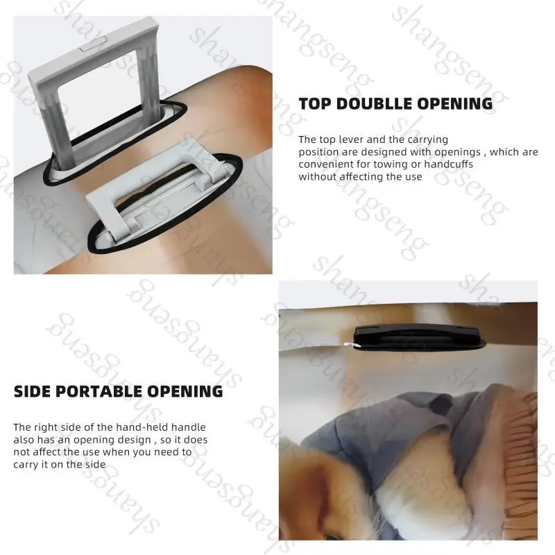 حقيبة سفر واقية مطبوعة على شكل حيوان مضحك لطيف على شكل قطة، غطاء حقيبة، حماية مرنة، غطاء أمتعة قابل للغسل، 18-32 بوصة #3