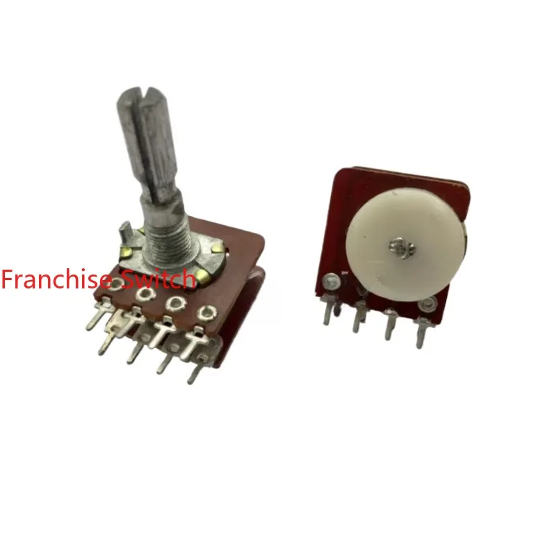 20PCS High-quality RK163 Dual Potentiometer With Pumping A100K*2 Axis Length 25MM Saw Tooth 41Positioning