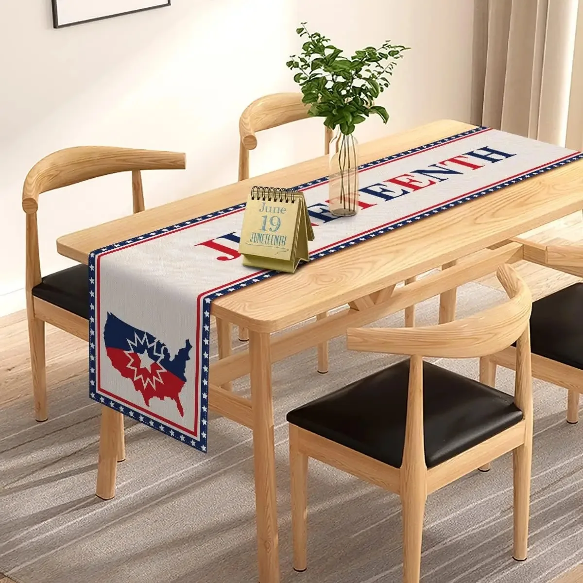 Juneteenth Table Runner African American Independence Day Black Pride Stars Stripes Kitchen Dining Room Home Decoration