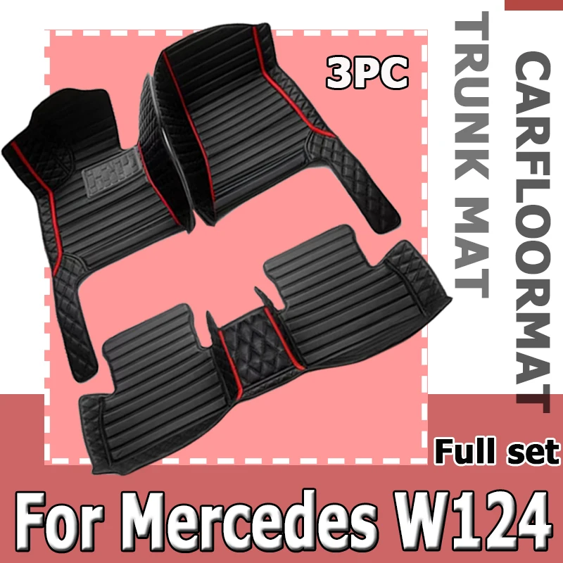 Custom Automotive Car Floor Mats For Mercedes W124 1985 1986 1987 1988 1989 Auto Luxury Leather Men Women Car Mats Full Coverage