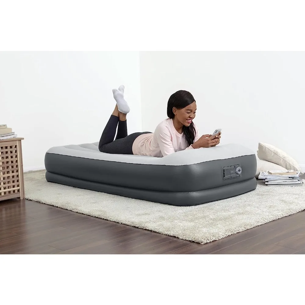 Twin Air Mattress with Built-in Pump, Pillow and USB Charger, Durable Inflatable Air Mattress