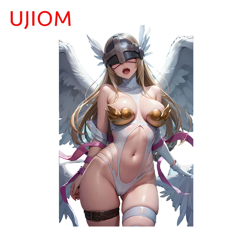 UJIOM 13cm Huge Breast NSFW Angewomon Digimon Anime Girl Wall Stickers Wardrobe Decal Personality Amusing Home Decoration