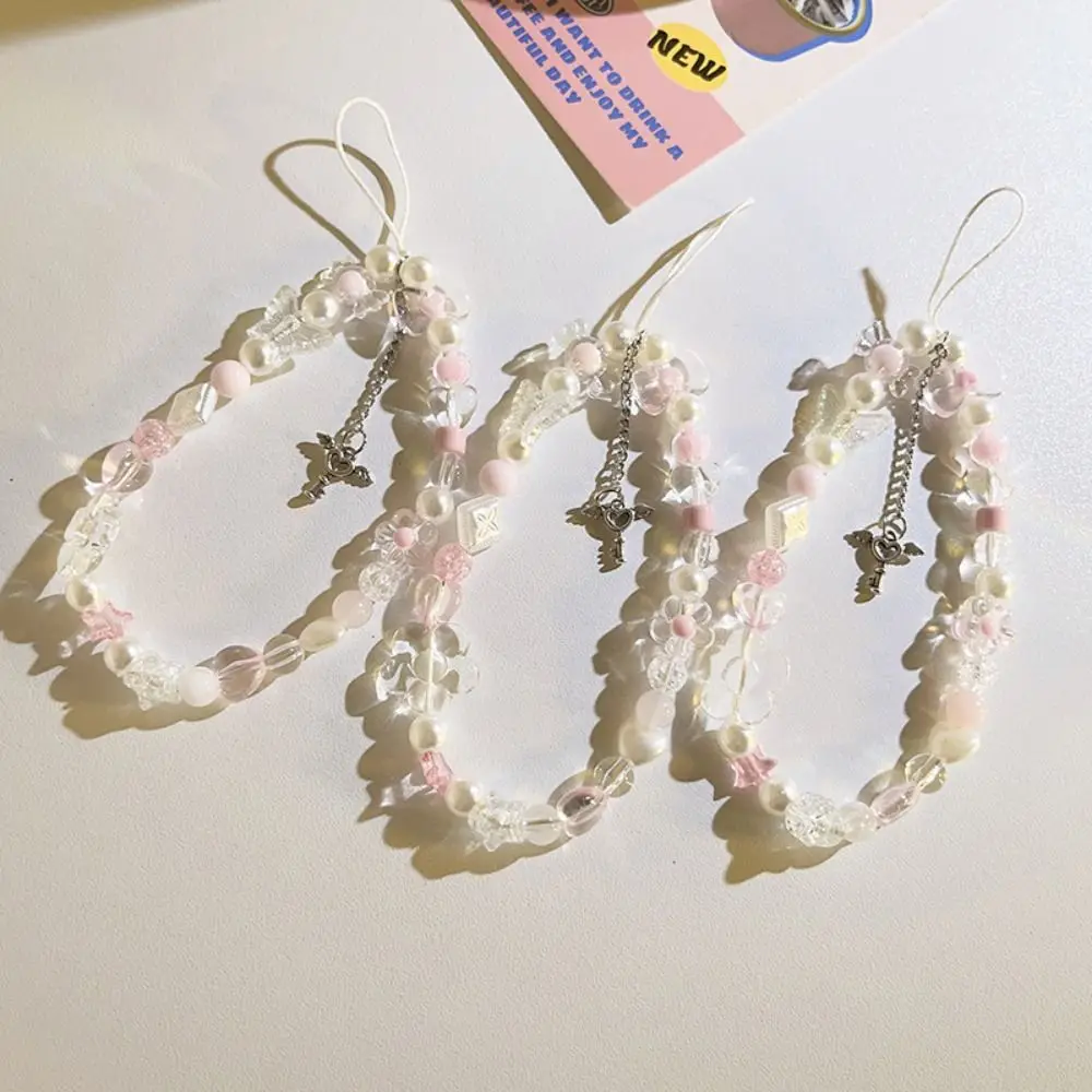 

Fashion Bead Flower Bead Phone Strap Glass Bow Knot Chain Knot Cellphone Lanyard Sweet Y2K Korean Y2k Phone Strap Bracelet
