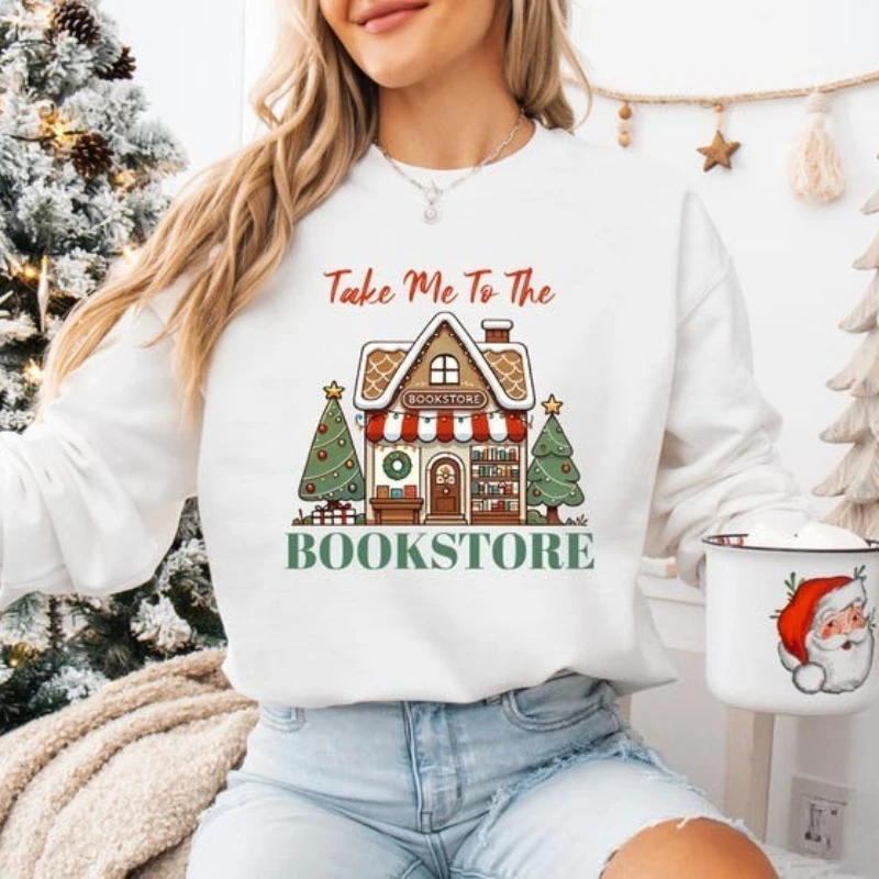 Bluza z nadrukiem: Przynieś mnie do księgarni, Klub książkowy, Prezent dla miłośnika książek, Prezent dla miłośnika książki, Wzór nadruku, Jesień i zima, Pulower