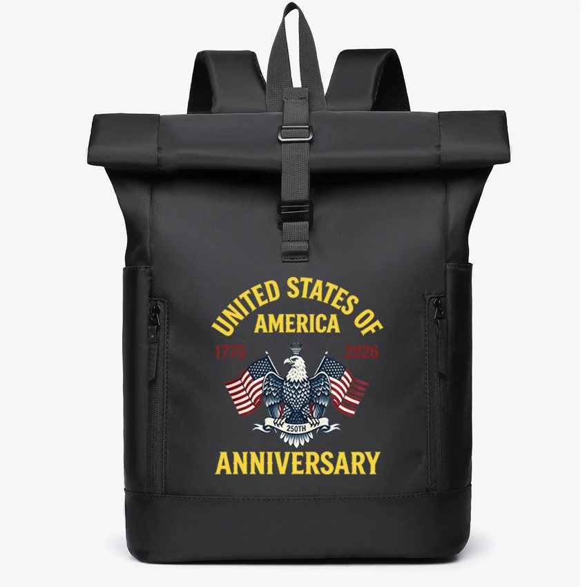 

Waterproof Roll Top Outdoor Backpack Durable Casual Backpack Uniterd States of America 250TH Anniversary Travel Daily Use Bag