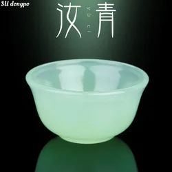 Ru Qing Celadon Porcelain Teacup - Moistening Jade Cup Guest  Small Tea Cup Glass Kungfu Tea Set Clear and Bright Crafts