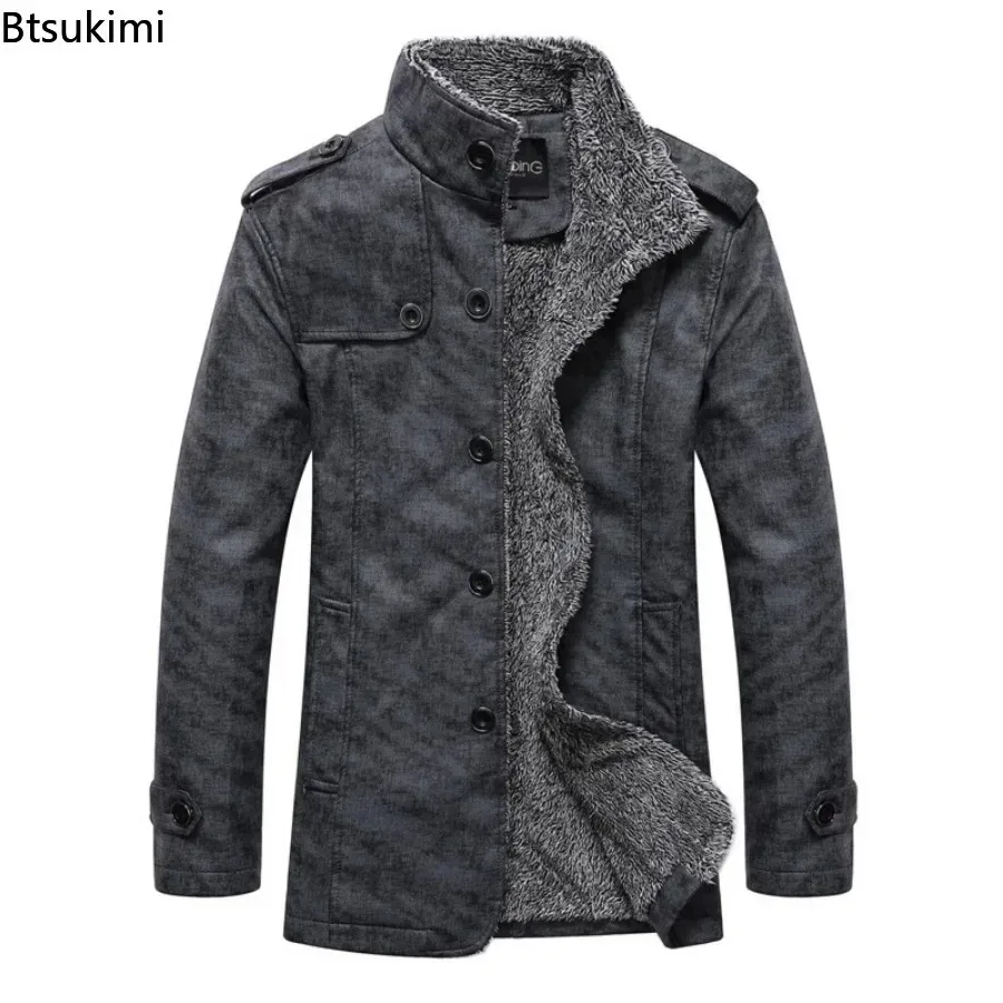 Nowość 2025 Męska skórzana kurtka garniturowa Slim Plus Płaszcz polarowy Moda Średniej długości kurtka ze skóry PU Streetwear Mężczyźni Dorywczo Ciepła odzież wierzchnia