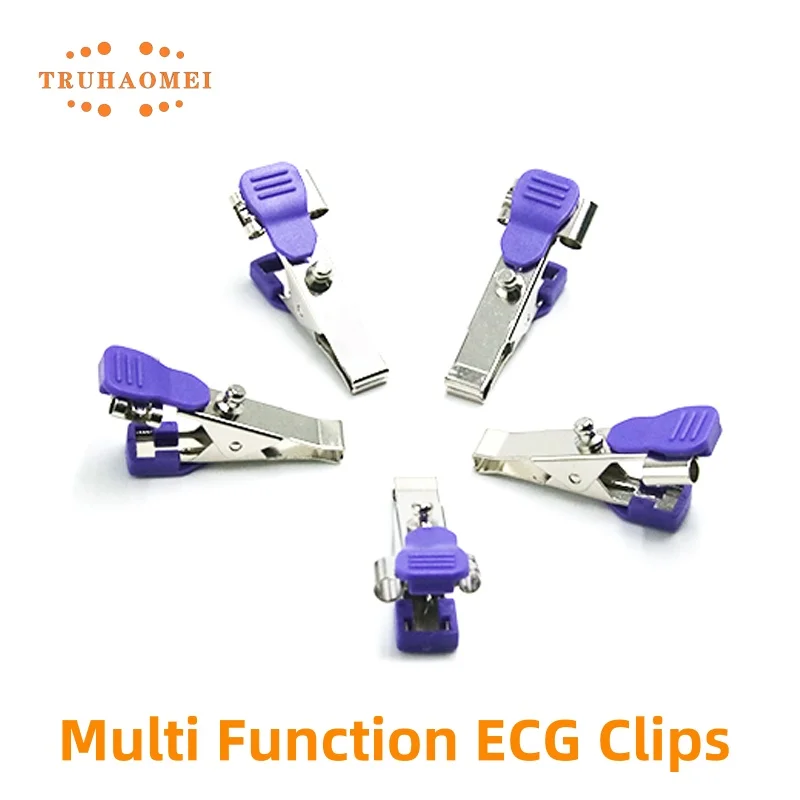 5 PCS Multi-Function Veterinary EKG Adapter VET Alligator Clip Clamp PET ECG Electrode For ECG Cable Snap 4.0 Din 3.0 Banana 4.0