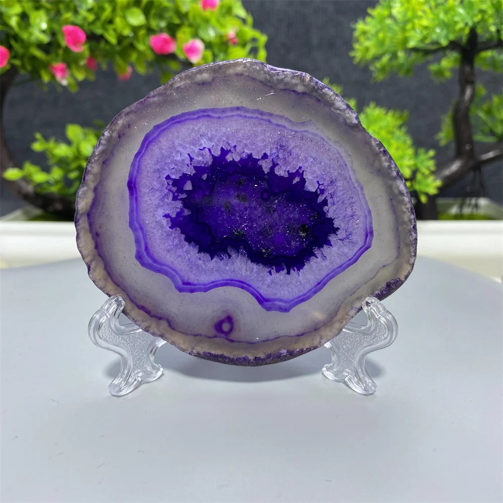 Natural Stone Colored Agate crystal Sheet Coasters Cup Base Mineral Reiki Healing  For Home Decoration Mineral Gift