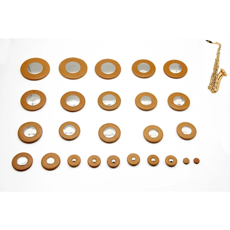 1 Set Sax Pads Universal Saxophone Pads Goat Leather Pads Saxophone Button Pads Universal Generic Use For Alto Tenor Soprano Sax