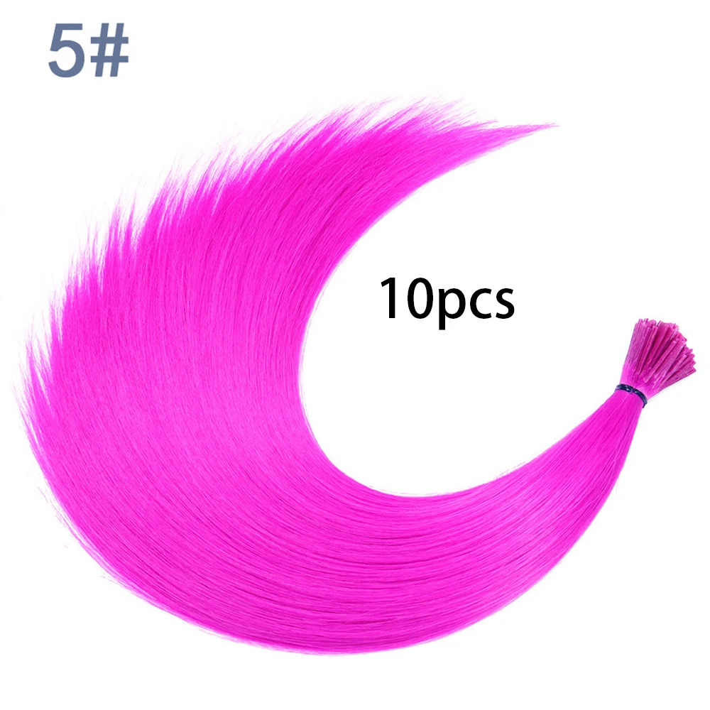 Synthetisch gekleurde I-Tip Stick Hair Extensions Steil haar 16 inch voor vrouwen Hoge temperatuur 10 strengen/pakkleuren