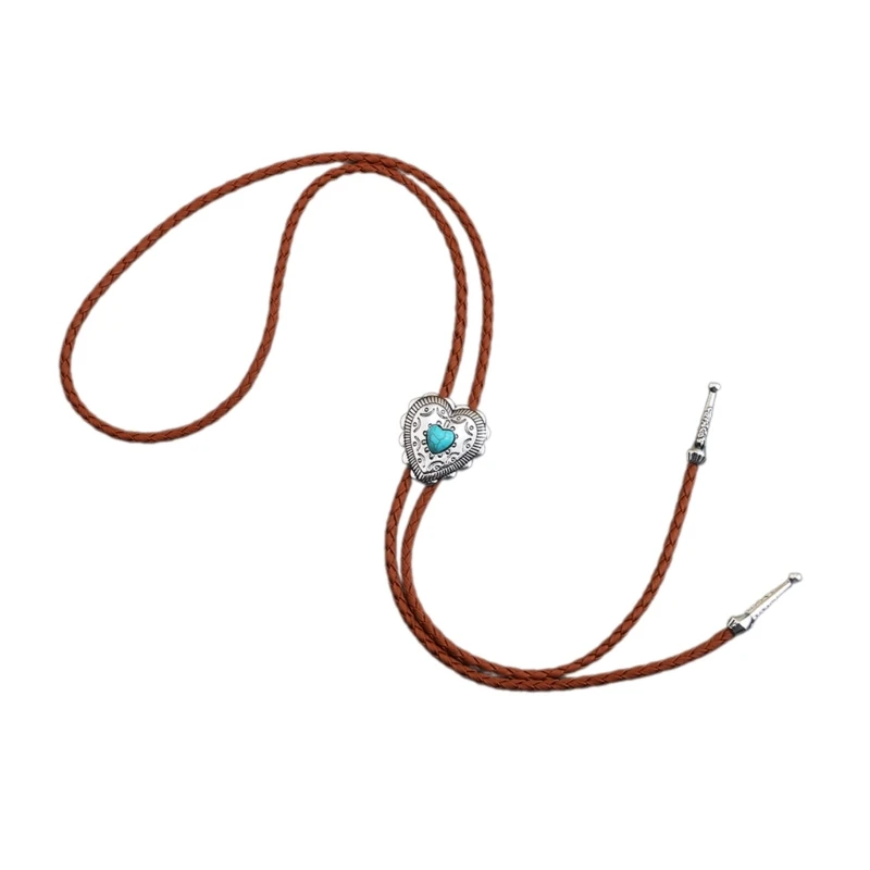 

Carved Bolo Tie Western Necktie Heart Lariat Necklace for Men Gentleman
