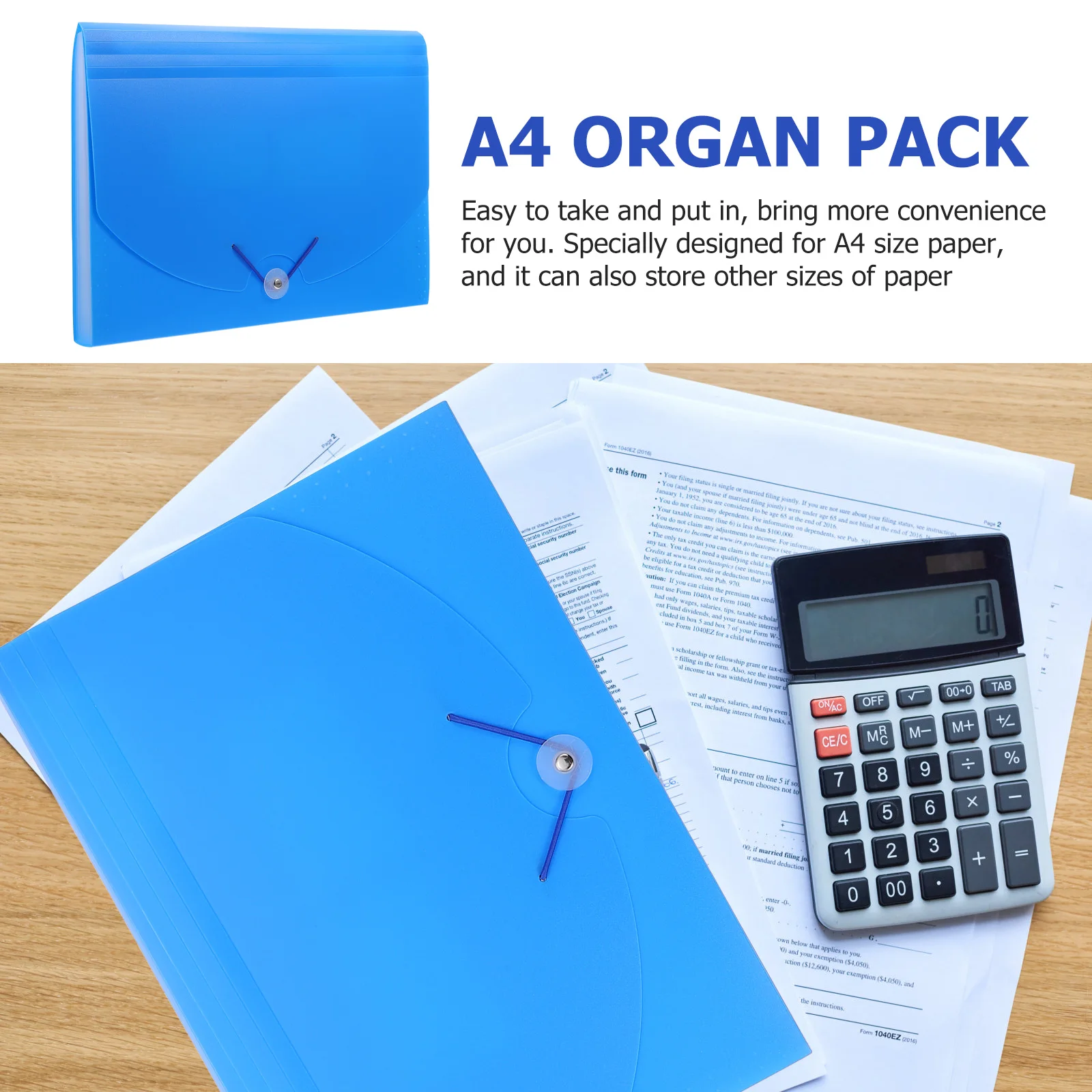 

Portable A4 PP File Folder Blue Document Storage ganizer for Home Office School Supplies Lightweight Practical Plastic for Home