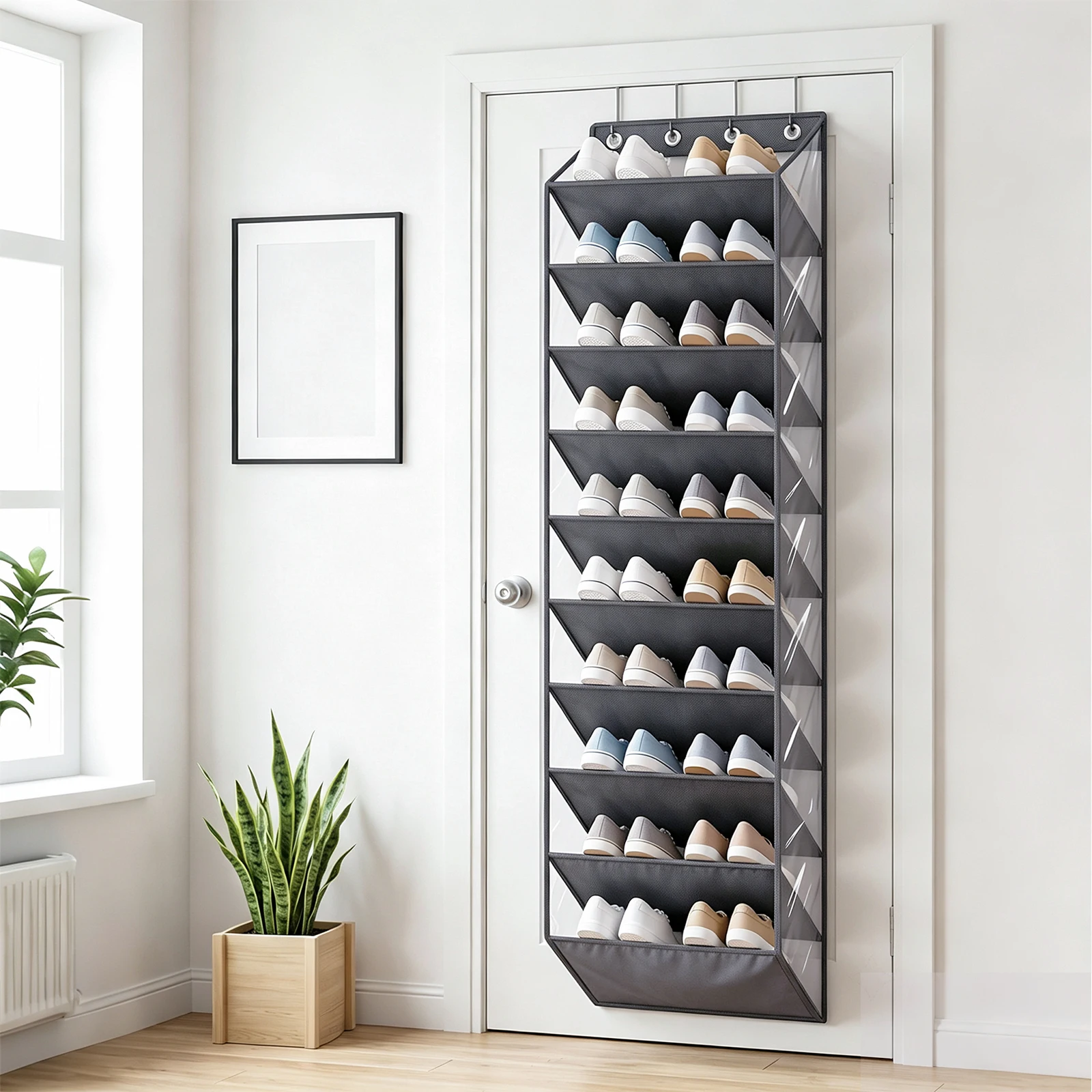 Scarpiera a 10 livelli da appendere sopra la porta, alta 180 cm, scaffale verticale con 10 scomparti profondi per armadio, ingresso, camera da letto, porta scarpe da appendere