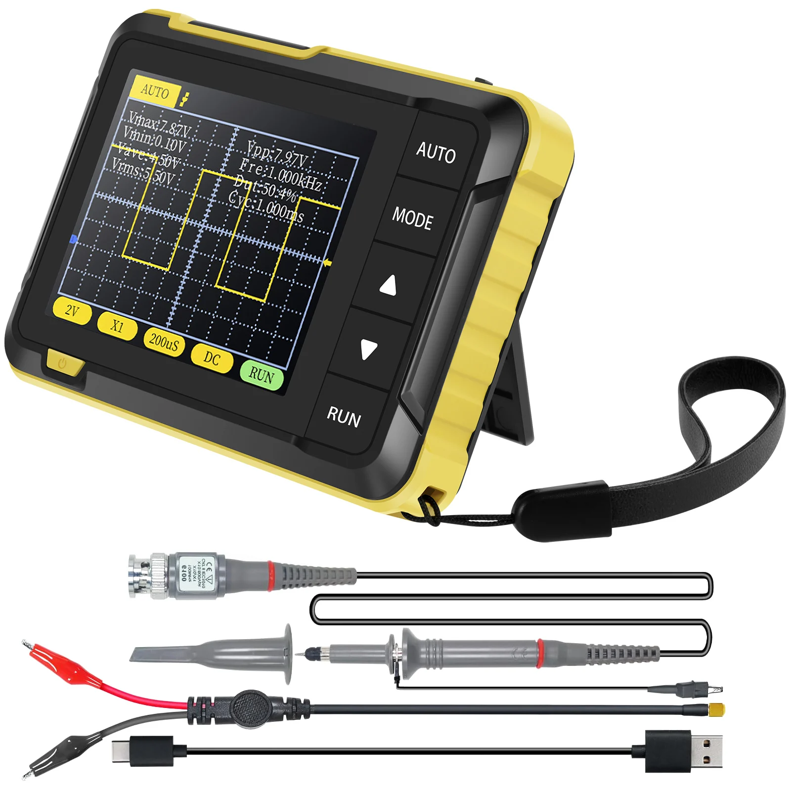 Handheld Oscilloscope Kit 1000mAh Portable Mini Digital Oscilloscope 2.8inch Screen Professional DSO152 Small Oscilloscope