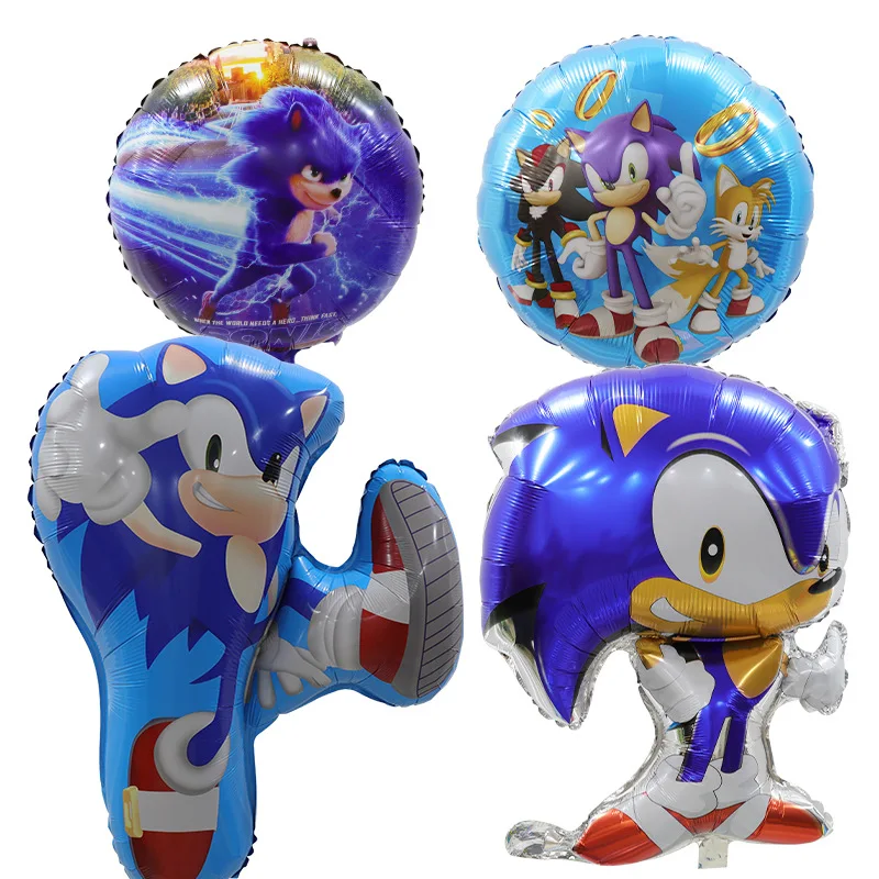 2024 Sonic Hedgehog Style Sonic Boy Surrounding Sonic Balloon Birthday  Party Set Cartoon Aluminum Film Balloon Christmas Gift