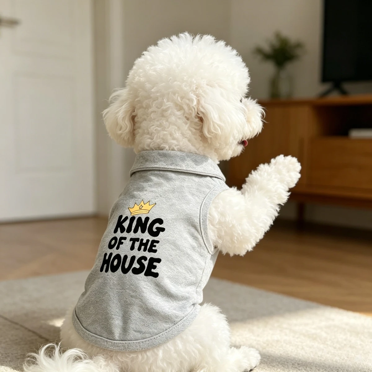 Chaleco Polo para Perro King of The House Crown, Ropa sin Mangas para Perros Pequeños
