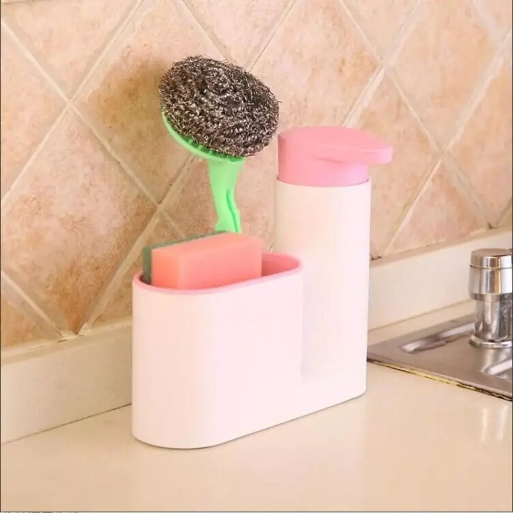 2 PCS Detergent Storage Box Shampoo Soap Dispenser Brush Stand Plastic Container Holder Rack Drainboard Shampoo Storage Kitchen