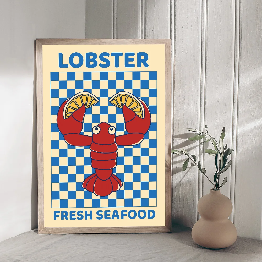 Colorful Sardine Lobster Fish Ocean Animal Classic Vintage Posters Whitepaper Prints Posters Artwork Kawaii Room Decor