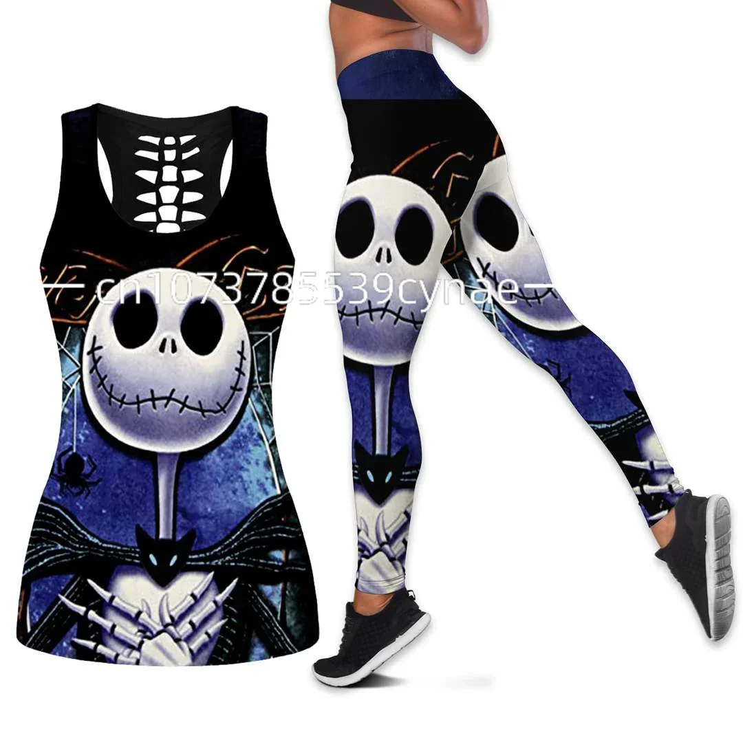 Disney Llington Hollow Women Y2k Vest + Leggings Yoga Suit Fitness Leggings Sports Suit Tank Top Legging Set Outfit