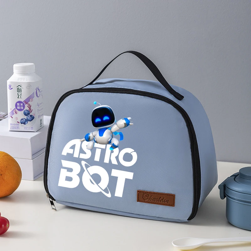 Astro Bot Lunch Bags Anime Printed Robot Figures Picnic Bag Cartoon Kids Insulated Meal Thermal Food Bag Carrier Coolers Gift