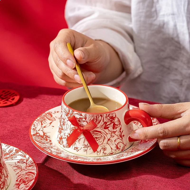 

Wedding Engagement Gift for Couples Premium Coffee Cup Saucer Set Gift Box Practical Present for Best Friend