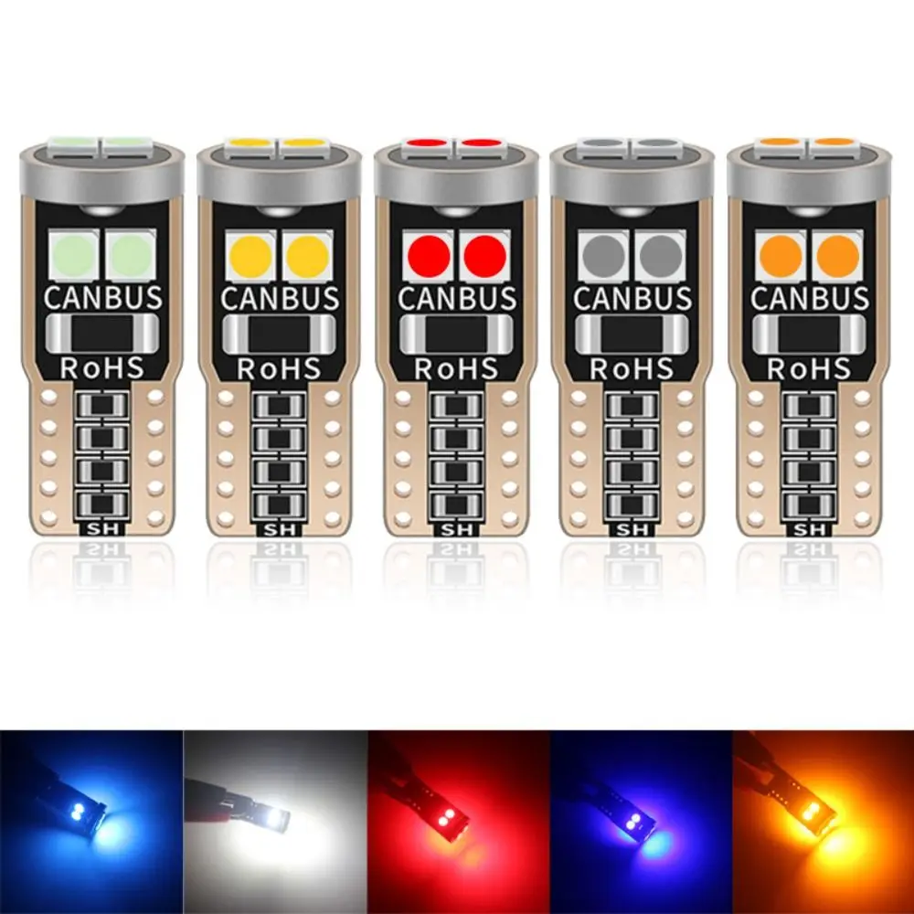 6Pcs Super Bright LED Car Parking Lights T10 W5W 3030 6SMD No Error License Plate Lights Universal Multicolor