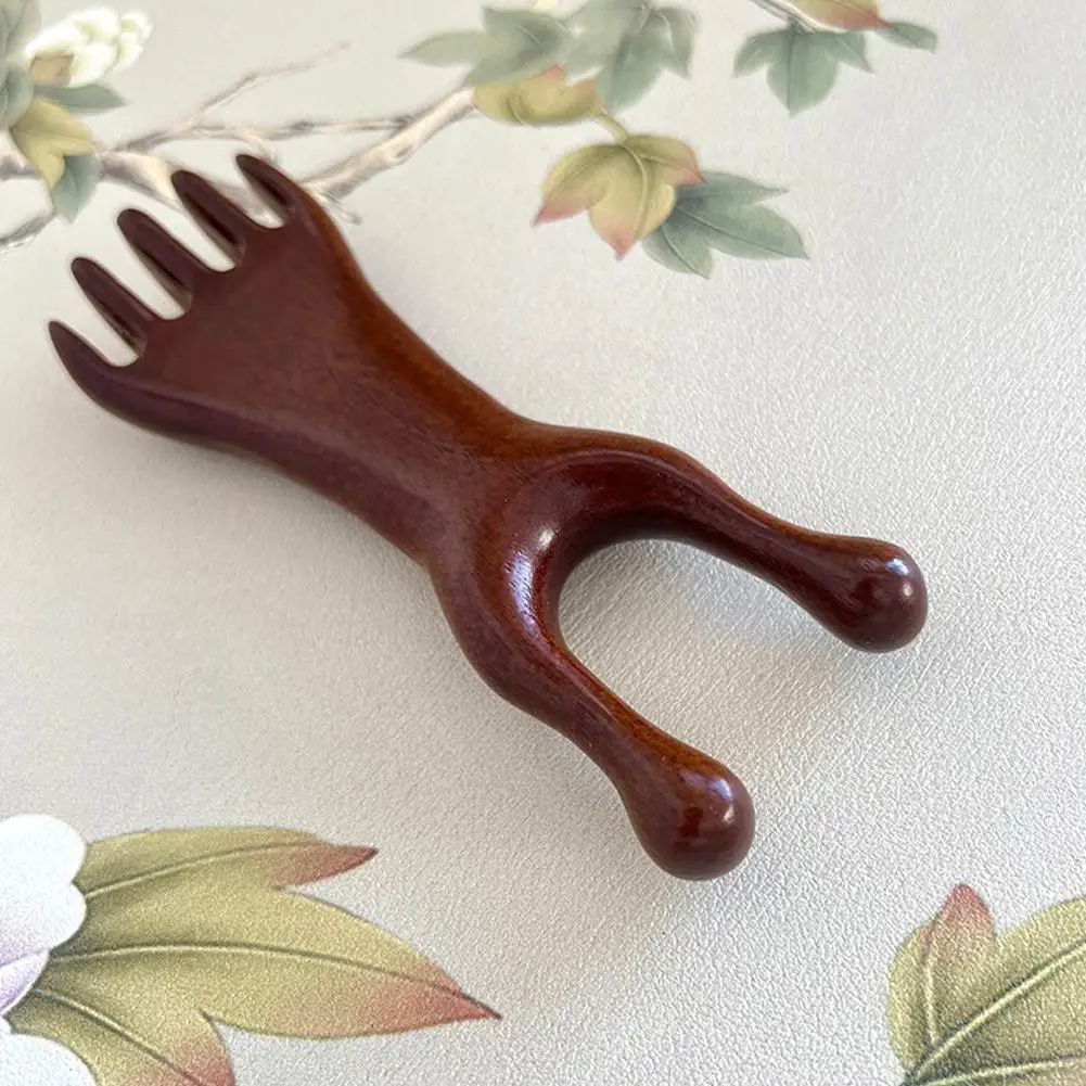 Natural Sandalwood Massage Comb Six-Claw Head Acupoint Massage Gua Sha Tool Neck Face Lifting Scraping Massager gallery 4