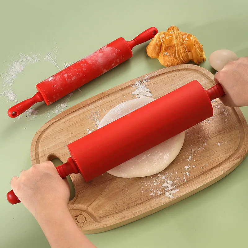 Non-stick Silicone Rolling Pin Fondant Dough Roller 2 Sizes Rolling Pin Colorful Pastry Tool Kitchen Gadgets 35