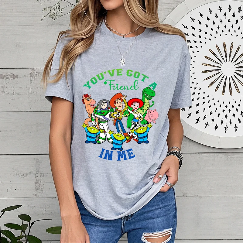 You Have Got Friend In Me Disney Toy Story Printed Adult T-Shirt Women's Cotton Short Sleeve Loose Top Casual Clothing