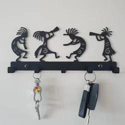 Wall Mounted Coat Rack Vintage Black Metal Key Holder Wall Hooks for Clothes & Hats Stylish Wall Hanger Elegant Artwork