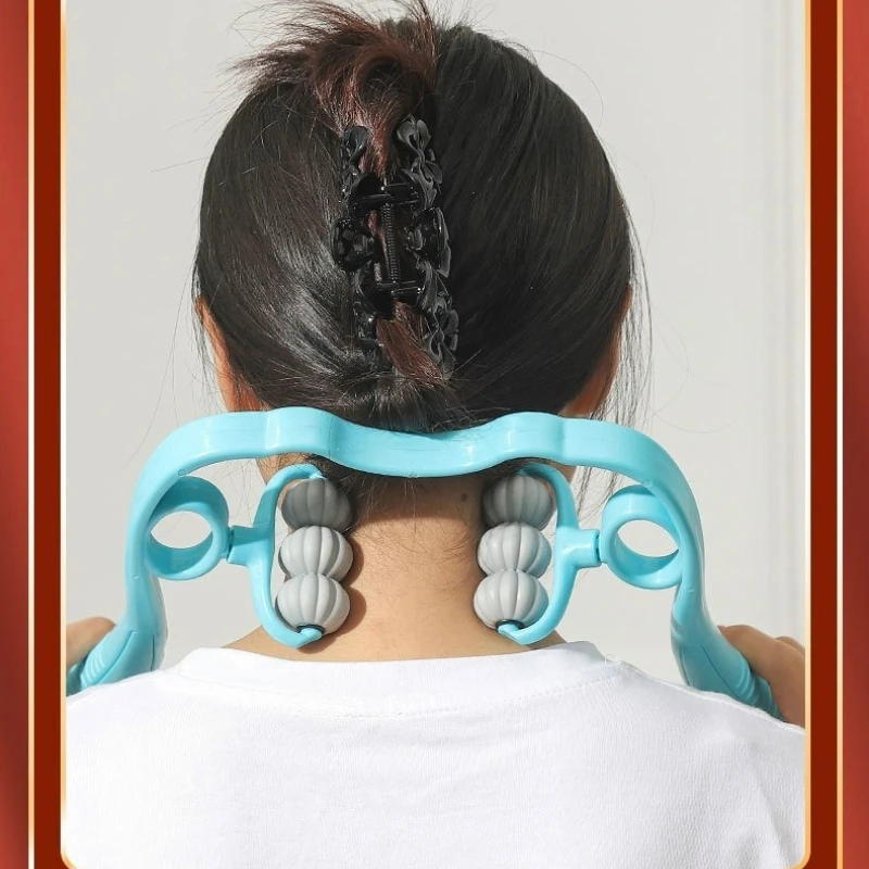 Rotatable 6-wheel cervical spine massager manual neck clip neck shoulder neck waist leg kneading manual massager