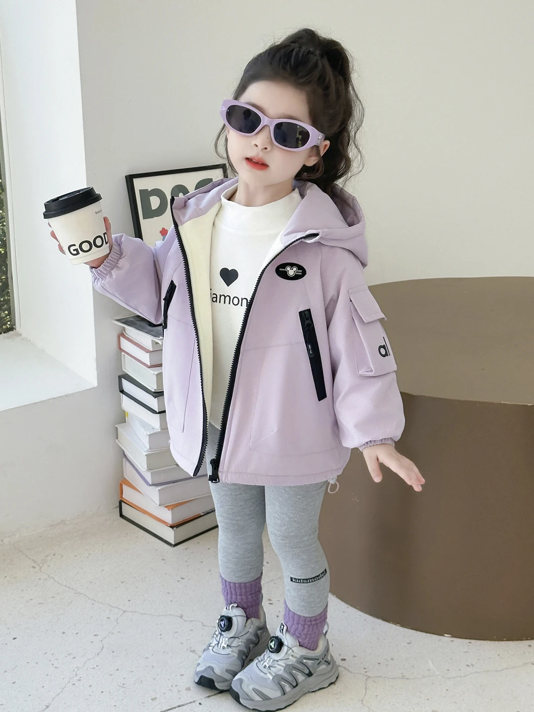 

Зимнее детское модное пальто с подкладкой Thiened Fce для девочек, повседневная ветровка для маленьких девочек, зимняя одежда