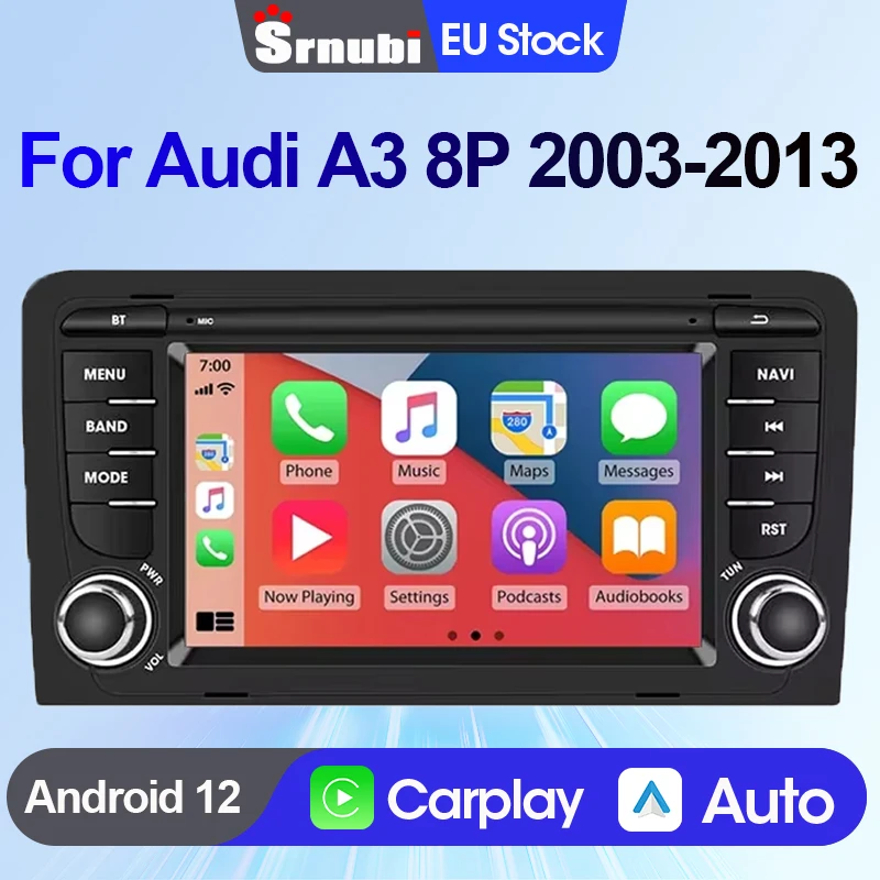 Für Audi A3 R3 S3 8P 2003 - 2011 2 Din Carplay Android Auto GPS-Navigation 9 Zoll Head Unit Autoradio Multimedia Stereo Unterstützt Lenkradsteuerung Zubehör
