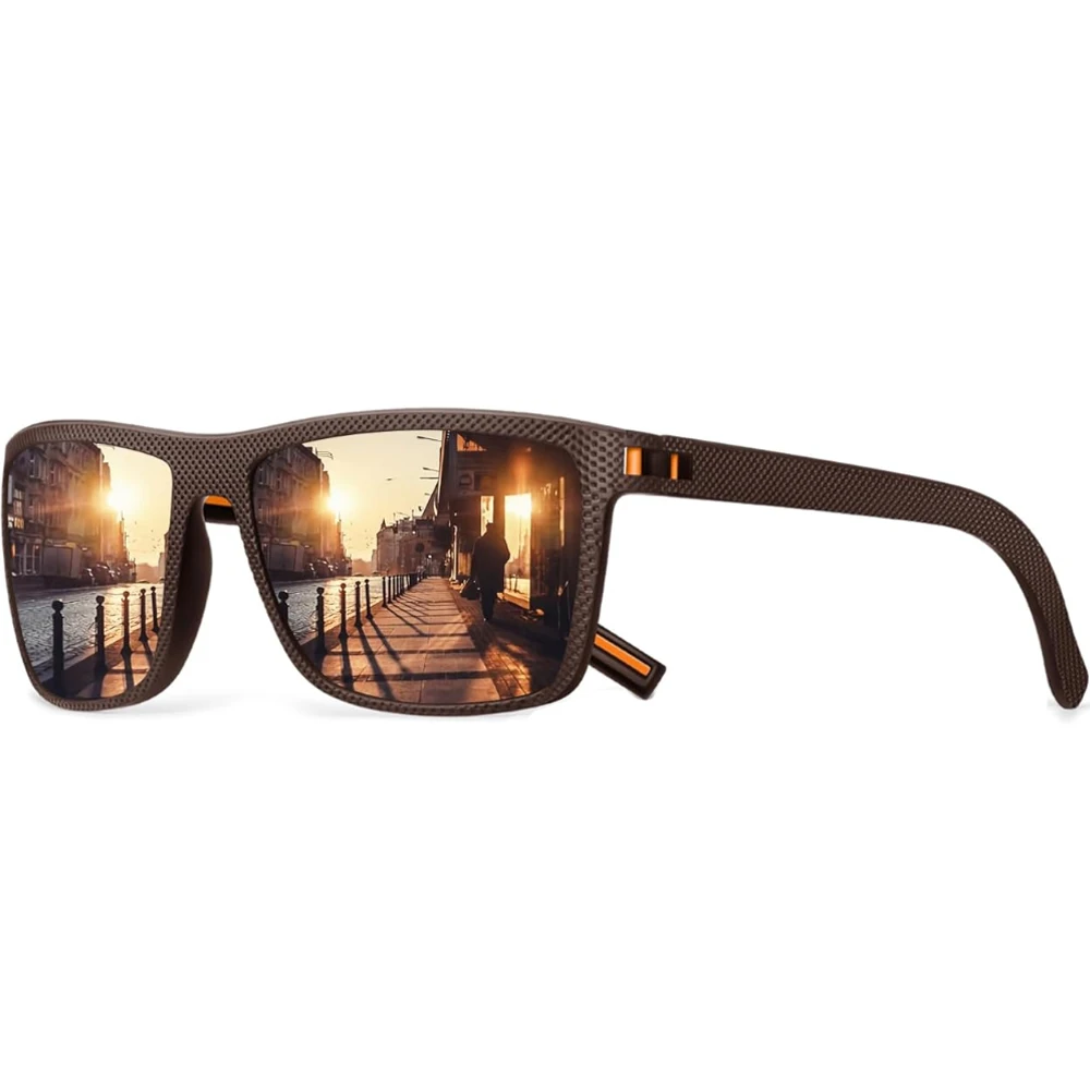 Square Polarized Sunglasses for Men and Women Vintage Lightweight Frame Sun Glasses with UV Protection