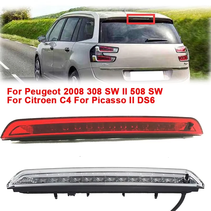 6351LX 9600412680 For Peugeot 2008 308SW II 508SW Citroen C4 Picasso II DS6 Car Tail High Mount Third Additional Brake Lights 