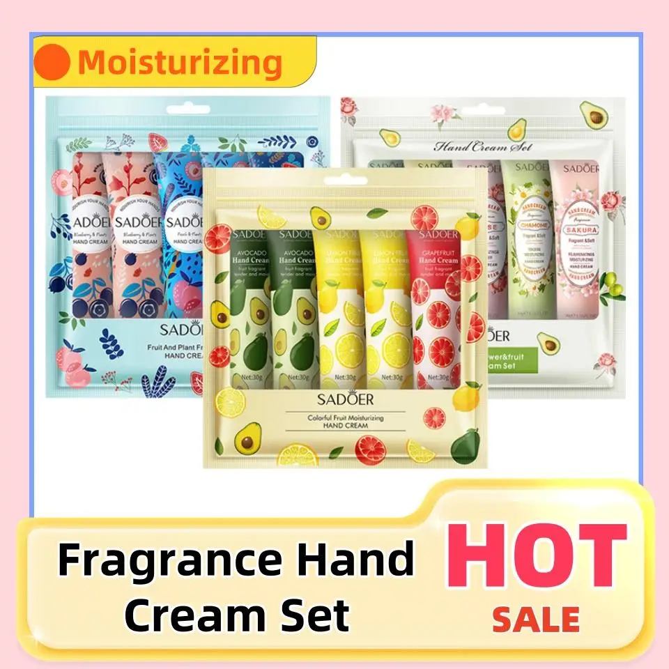 5Pcs/set Fruit Plant Fragrance Hand Cream Sets Moisturizing Repair Anti Dry Hand Lotion Sets Hands Skin Care Products