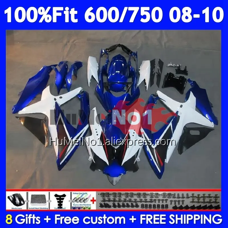 Injection Kit For SUZUKI GSXR-750 GSXR 600 750 105No.0 K8 GSXR600 GSXR750 08 09 10 GSXR-600 2008 Factory blue 2009 2010 Fairing