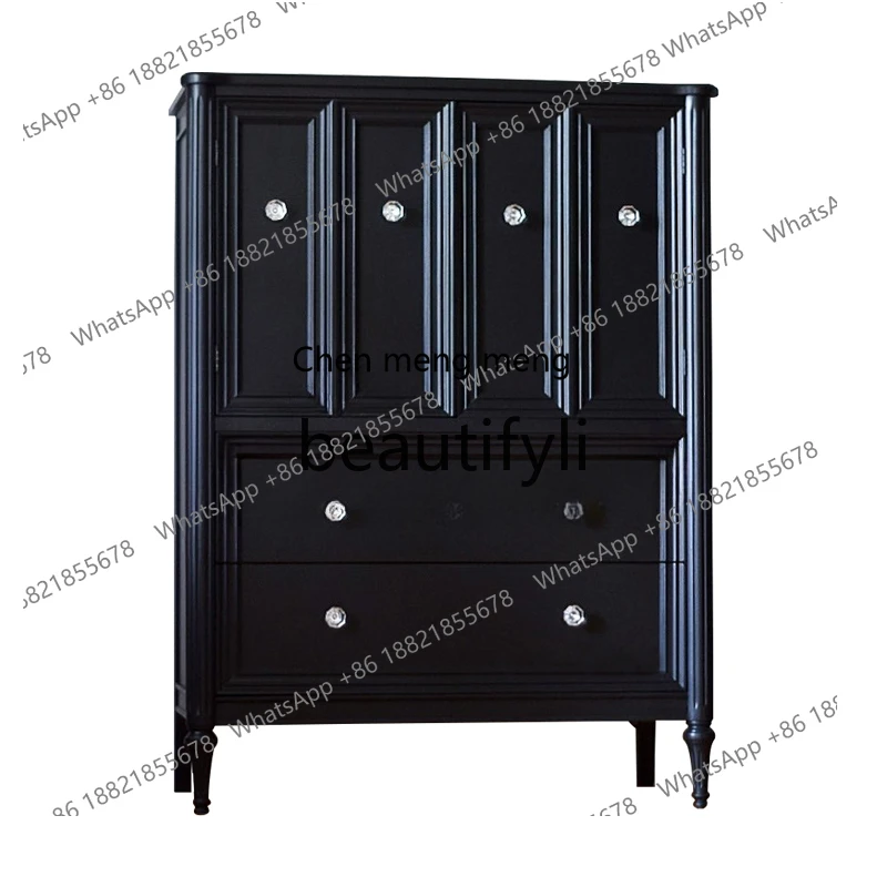 

Black solid wood locker drawer cabinet/neoclassical entrance cabinet/multi-function customization H