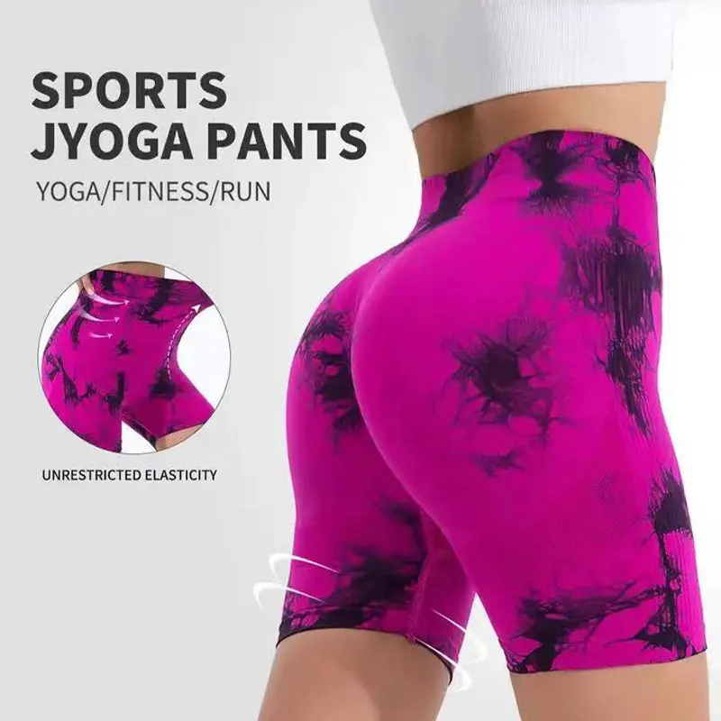 Seamless Tie-Dye Tight Fitting Hip Lifting Pants, High Waisted Yoga Fitness Pants, Running Sports Tight Pants