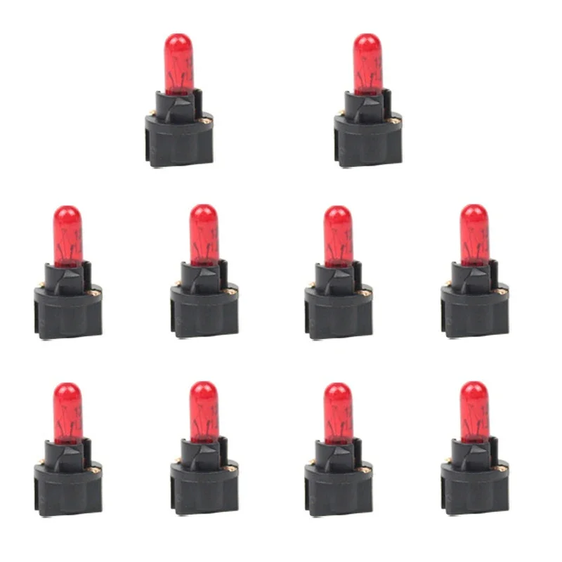 10Pcs T5 12V Auto Dashboard Light Bulbs Bubble Insertion Instrument Brake Bulb Single-wire White Foam Air Conditioning Indicator