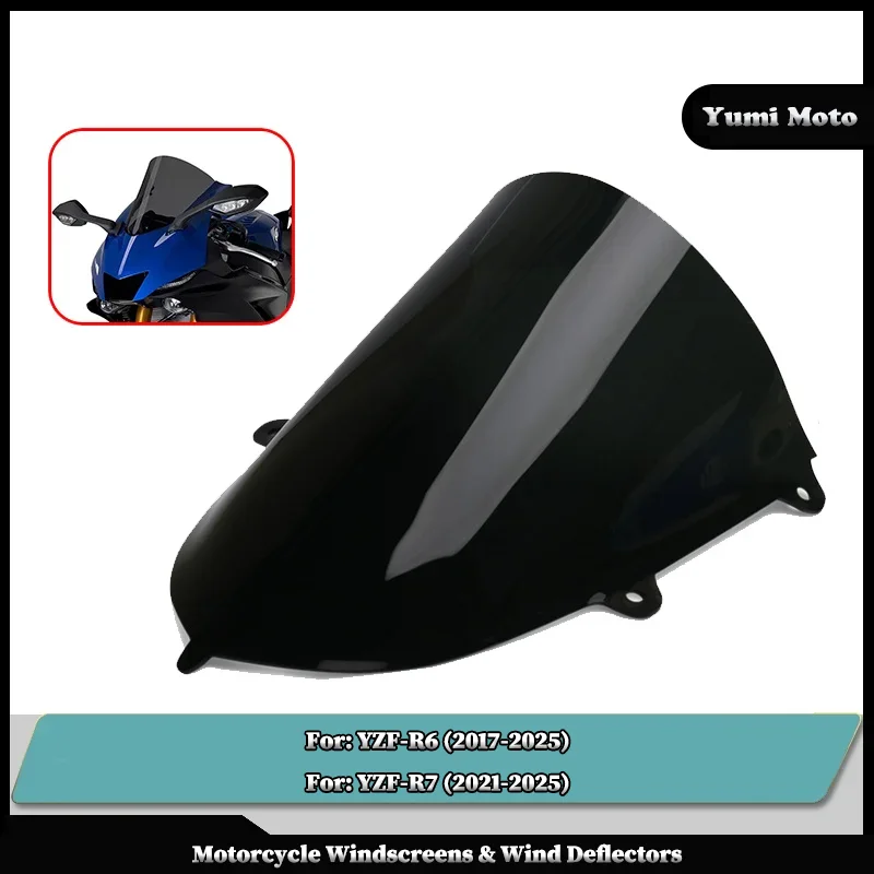 

Motorcycle Sport Touring Windshield Double Bubble Deflector For YAMAHA YZFR6 YZFR7 YZF-R6 YZF-R7 2017-2025