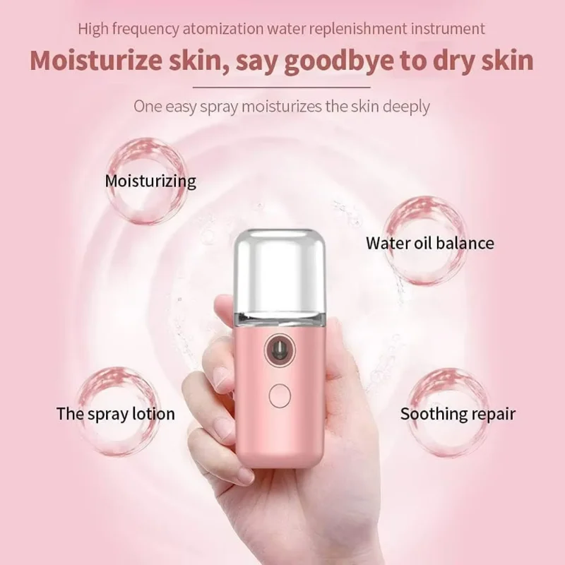 

Mini Facial Steamer and Facial Humidifier and Nano Mister, 30ML, USB Charging, Skin Care and Face Care, Moisturizing, Home Beaut