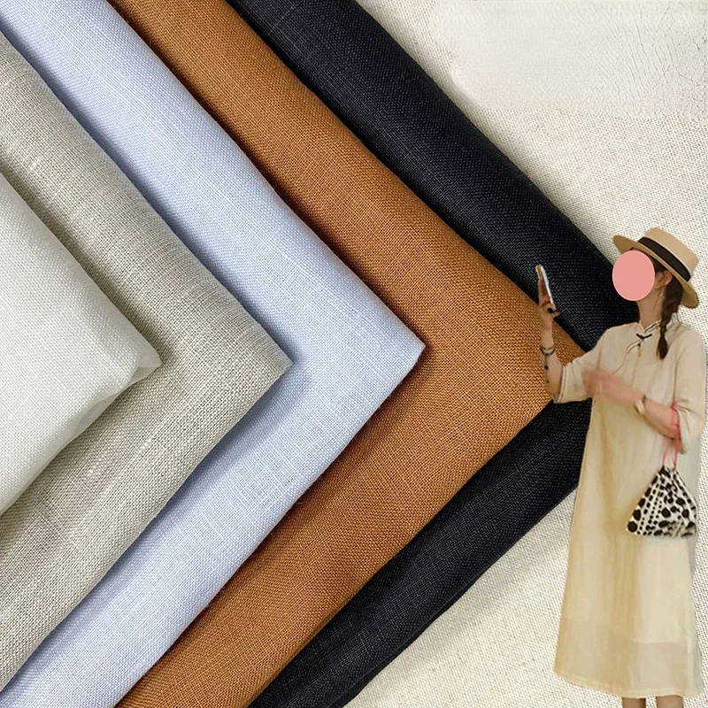 Pure Linen Fabric Sand Washing Clothing Summer for Dress Shirts Wholesale Cloth Per Meter Apparel Sewing Diy Material