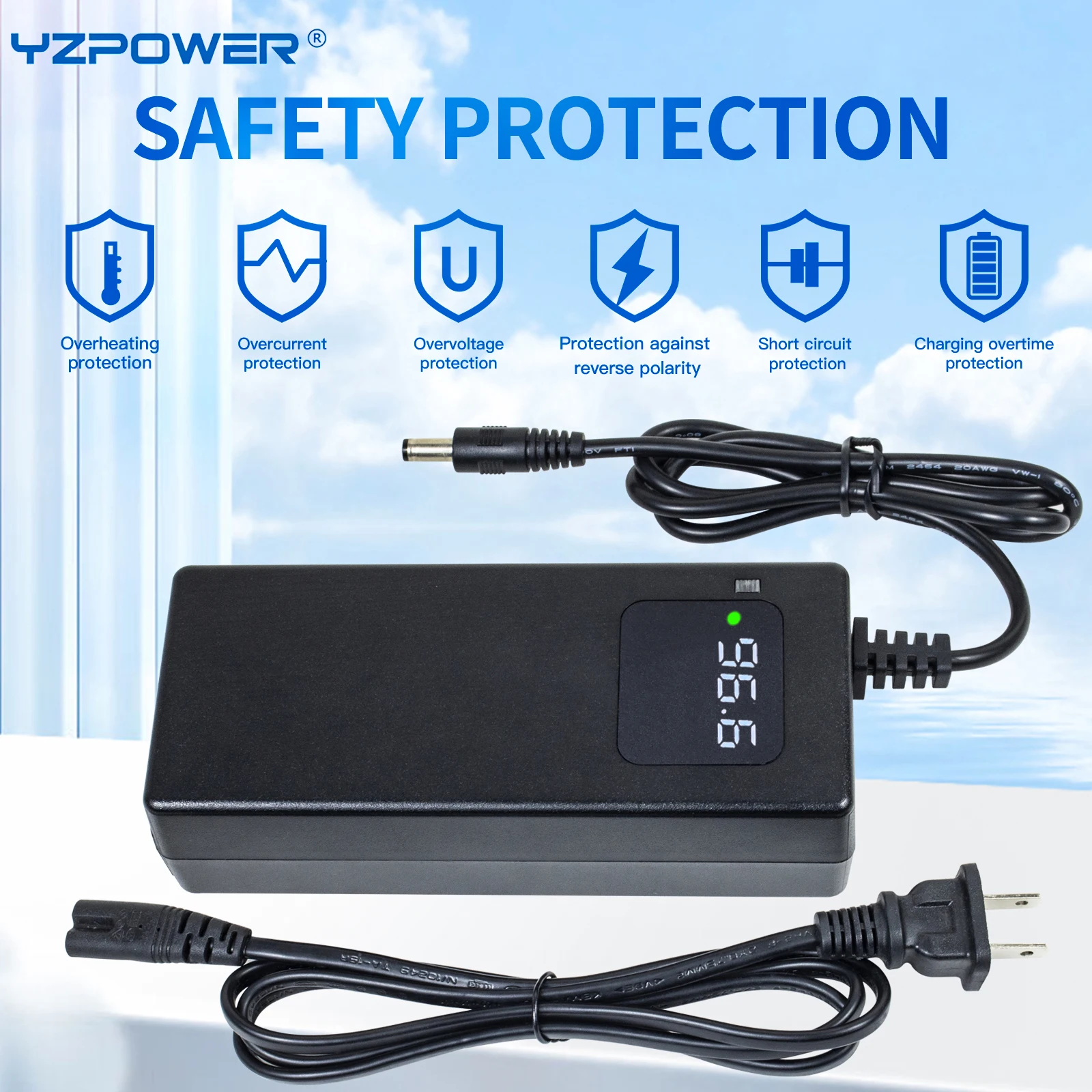 Cargador de batería de iones de litio YZPOWER 96,6 V 1,2 A 23S |   Cargador para silla de ruedas Ev/Electric y certificación Ce/Rose