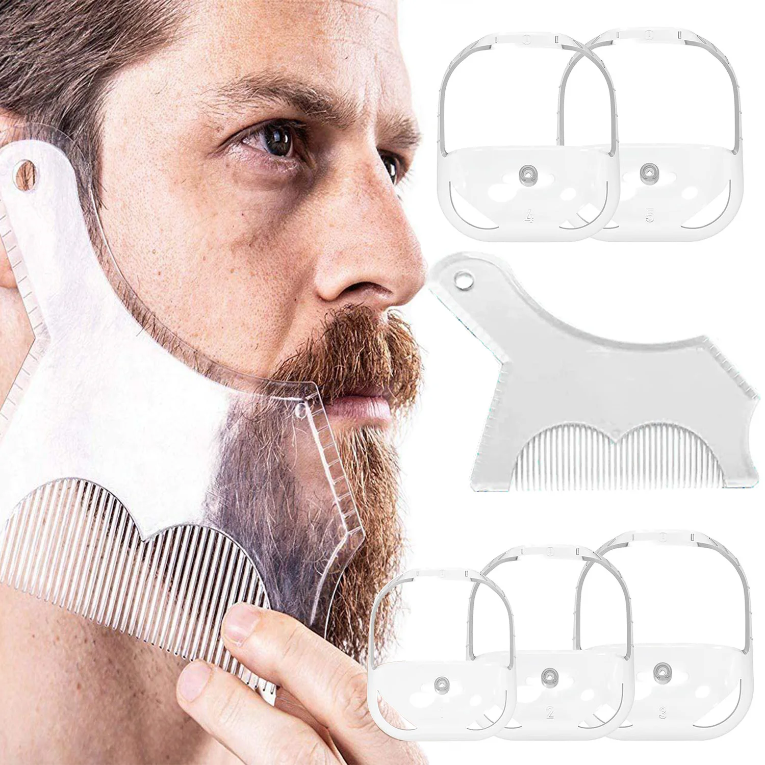 Men's Beard Styling Tool Set, Blue & Clear