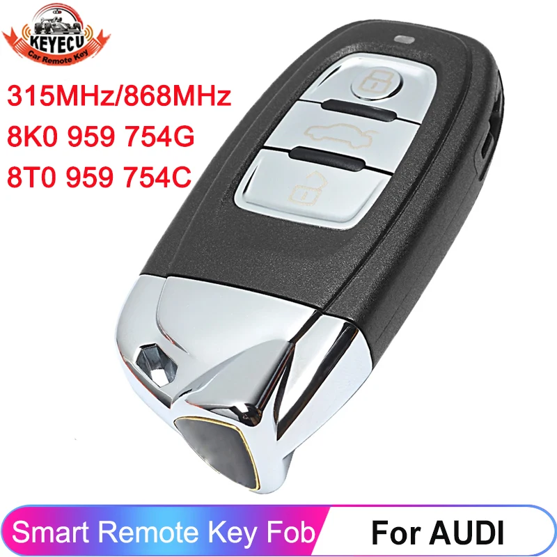 

KEYECU 3 кнопки модифицированные как Lamborghini 315 МГц для Audi A4 A5 A6 A7 S4 S5 Q5 RS5 2009-2016 умный дистанционный брелок 8T0 959 754 C